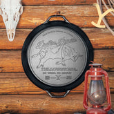 Yellowstone™ 17 Inch Seasoned Cast Iron “So Wild, So Angry” Dual Handle Pan