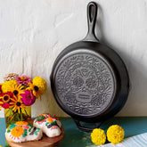 10.25 Inch Seasoned Cast Iron Sugar Skull Skillet